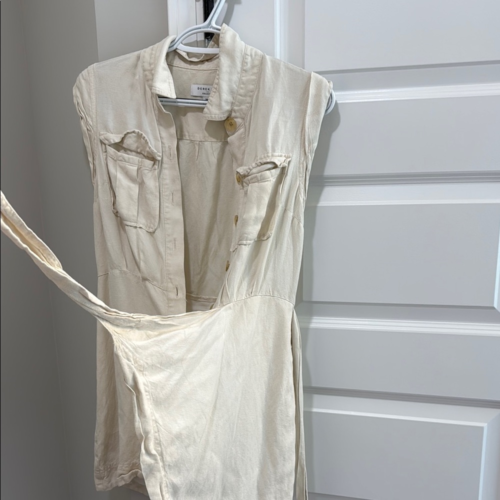 Cream Sleeveless Button-Up Dress